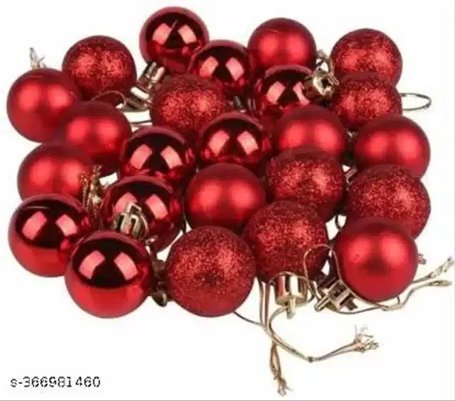 Christmas Tree Decoration Hanging Balls, Red, Pack of 12