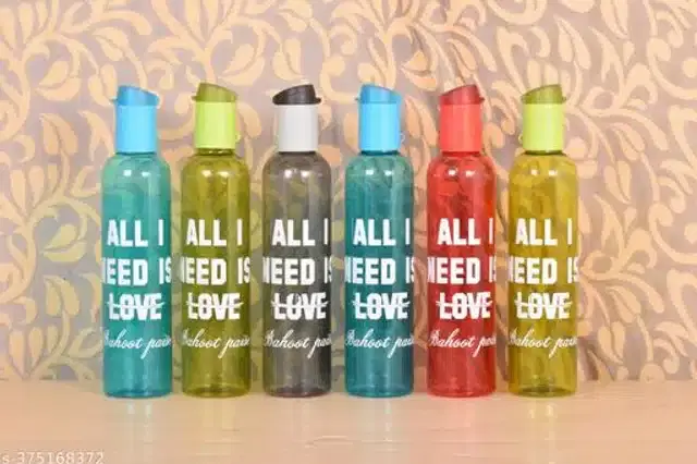 Water Bottle Set, Multicolor, 1000 ml, Pack of 6