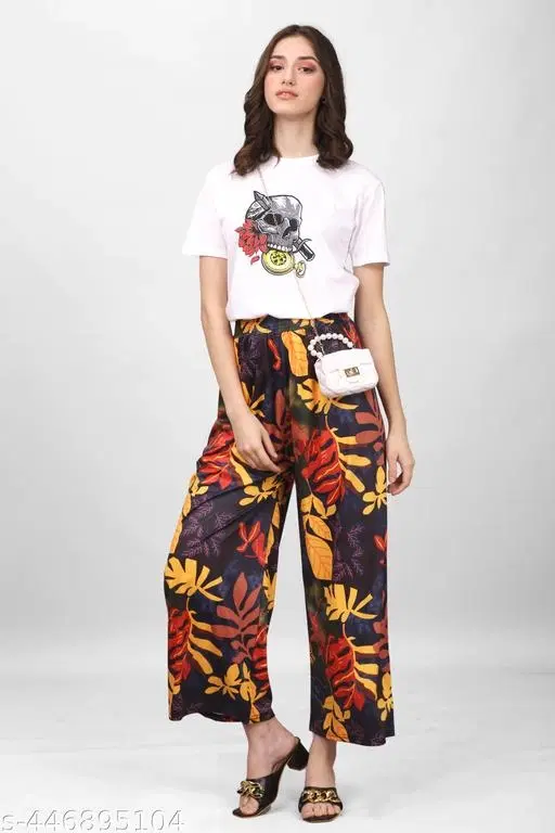 Palazzo Pants for Women (Black, M)