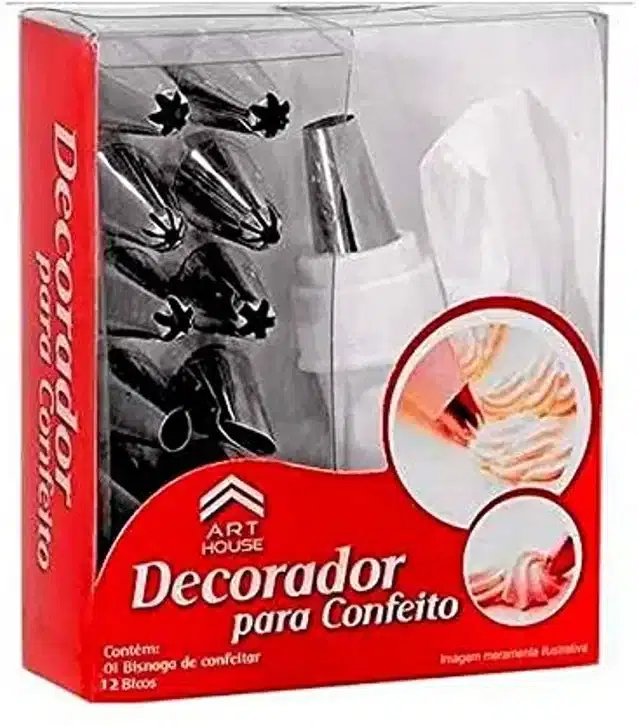 Cake Decorating Set Frosting Icing Piping Bag Tips With Steel Nozzles, Silver, Pack Of 12, Sb-19