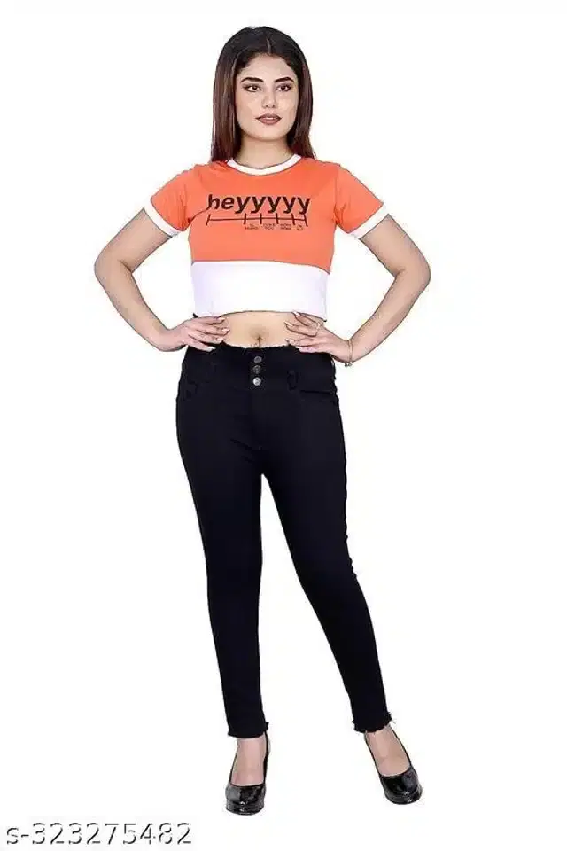 Denim Jeans for Girls (Black, 11-12 Years)