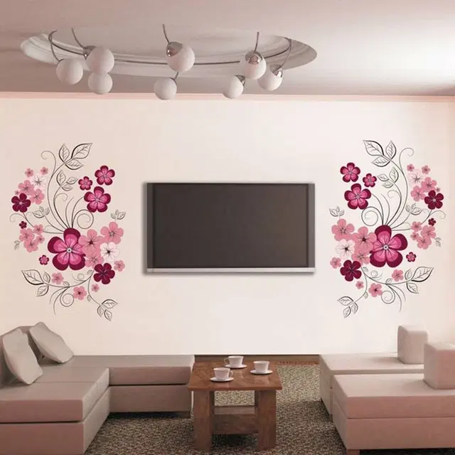 AVV Wine Flowers TV Background Stickers 150x90cm