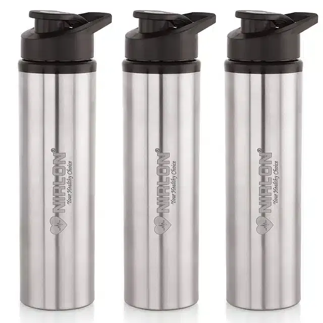 Stainless Steel Insulated Single Wall Water Bottle, Pack of 3, Silver, 900 ml