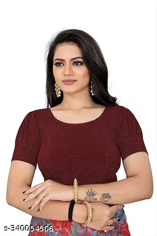 Half Sleeves Blouse for Women (Brown, 26)