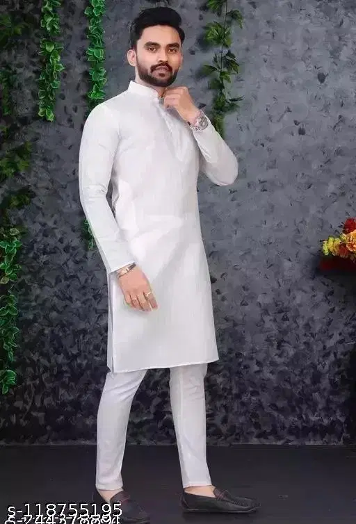 Mandarin Neck Kurta for Men (White, 4XL)