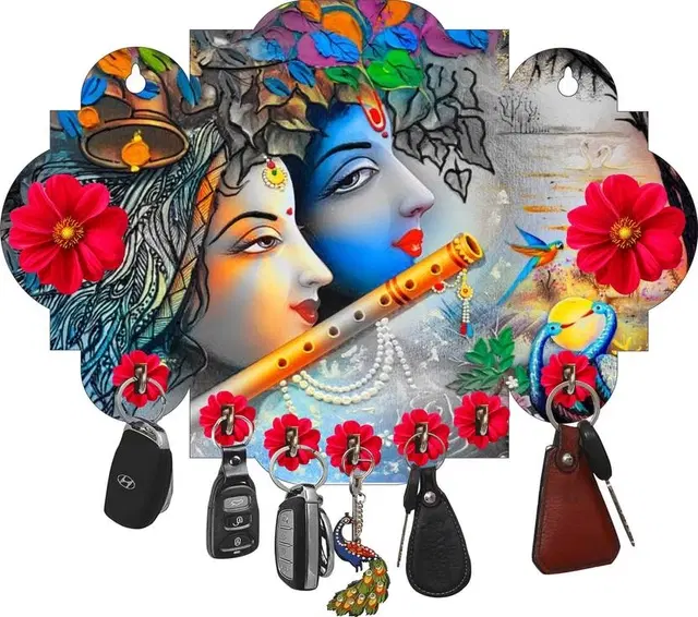 Khatu Crafts radha krishna MDF Keyholder 11x8in