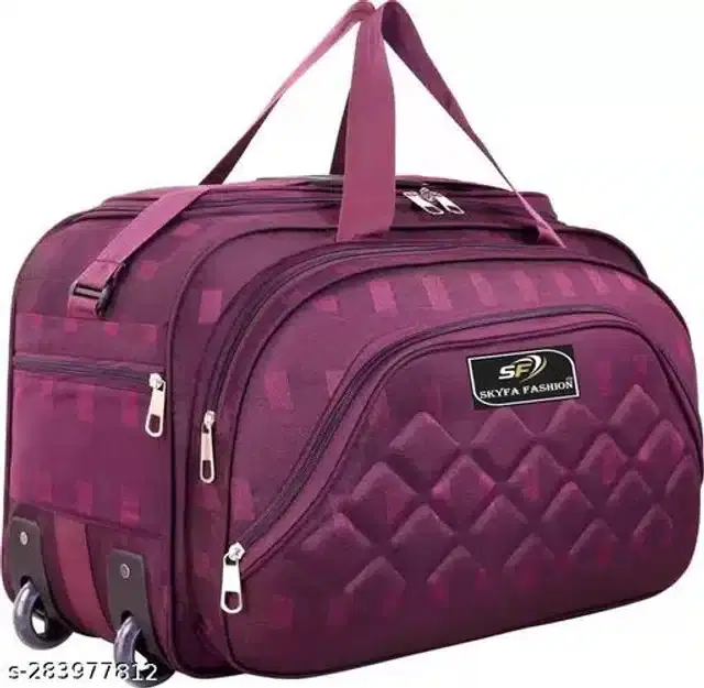 Polyester Strolley Duffel Bag, Purple, 60 L