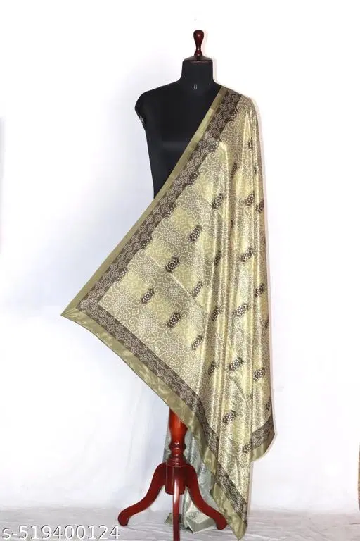Cotton Printed Dupatta for Women & Girls, Green (Free Size)