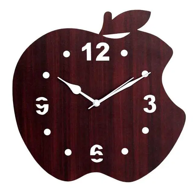 Jaipur Crafts Wooden Wall Apple Clock, Brown, 11 Inch, N-4