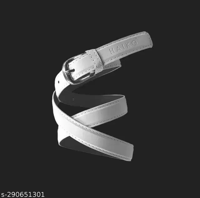 Leather Belt for Women (White, 26)