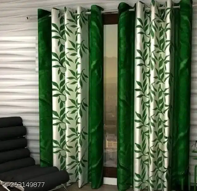 Curtains for Door, Green, 5 Feet, Pack of 2