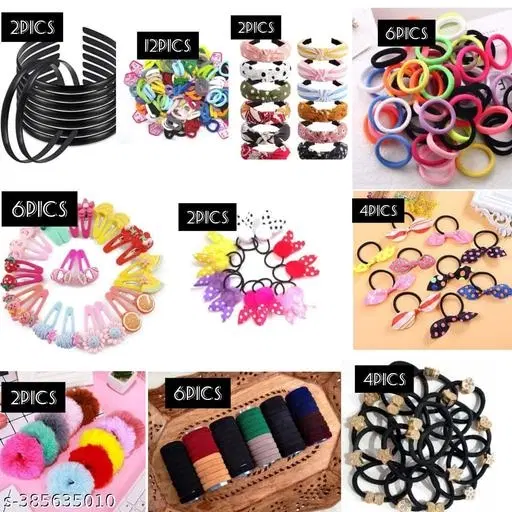 Pack of 46 Pics Hair Accessories Combo for Women (Multicolor)