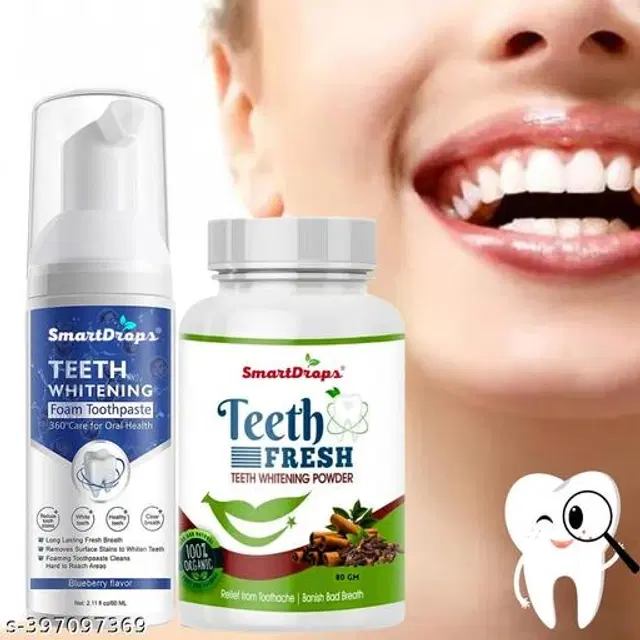 Teeth Whitening Foam with Teeth Powder, Set of 2