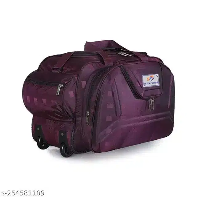 Nylon Strolley Duffel Bag, Purple, 60 L