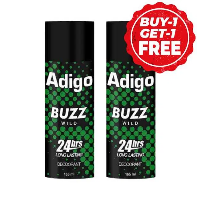 Adigo Buzz Wild Deo For Mens 2X165 ml (Buy 1 Get 1 Free)