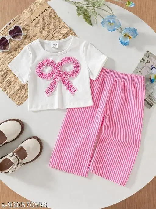 Viscose Rayon Outfit Collection for Girls (White, 9-12 Months)