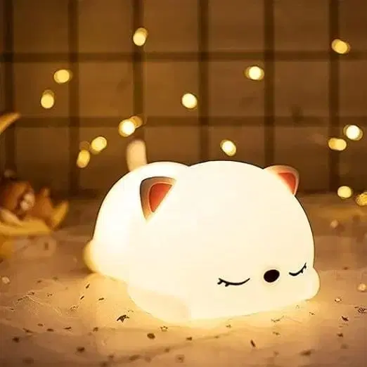 Silicone Sleeping Cat Rechargeable Table Lamp With Type-C Charging Cable
