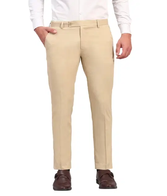 Slim Fit Trousers for Men, Khakhi (36)