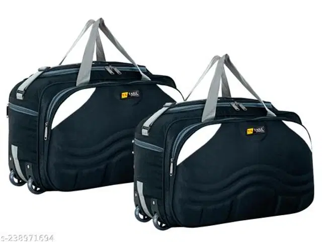 Polyester Duffel Bags, Black, Pack of 2