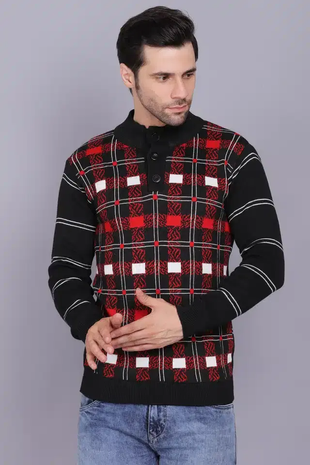 Full Sleeve Sweater for Men (Black, XL) (J2)