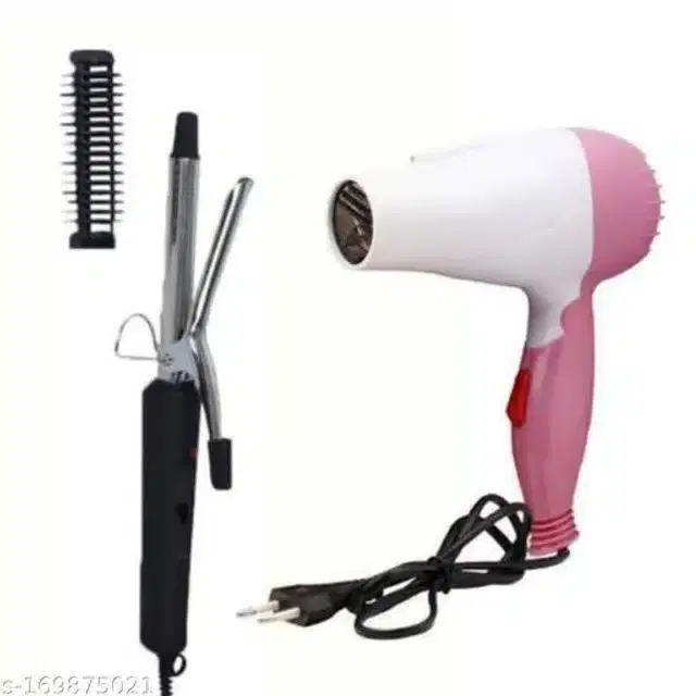 2 in 1 Hair Straightener with Dryer, Multicolor, Set of 2
