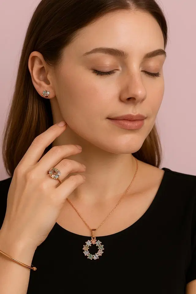 Rose Gold Plated Fashion Pendant Set for Women