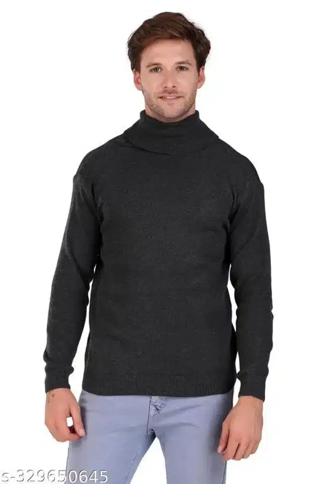 Acrylic Sweater for Men (Black, M)