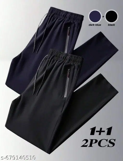 Cotton Pants for Boys, Black & Blue, Pack of 2 (36)
