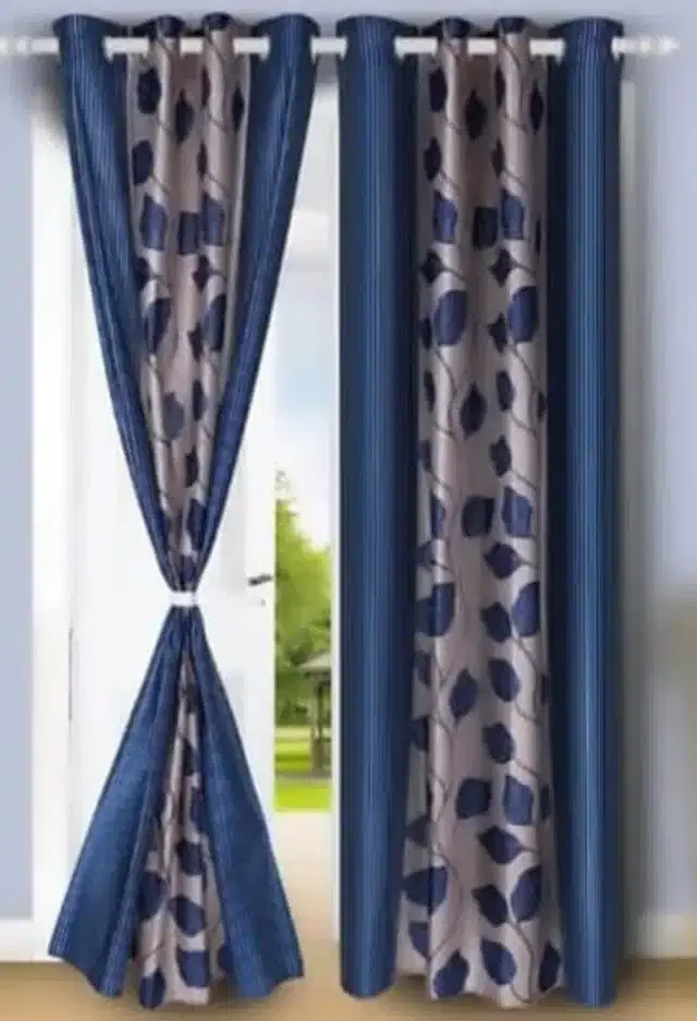 Door Curtains, Pack of 2, Blue, 7 feet