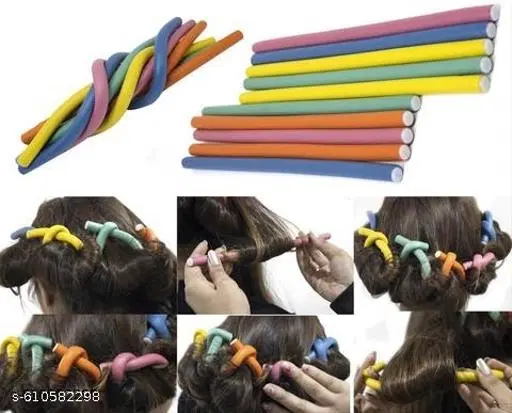 Hair Curling Flexi Rods 10 Pieces Magical Hair Foam Rollers Soft Twist Curler Rods for Your Hair Without Heat Hair Bendy Styling Curly Hairstyle Sticks Hair Pin Combo Pack of 10 Pcs
