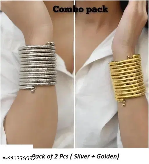 Combo pack of 2 bangles, spiral bangles, oxidised bangles