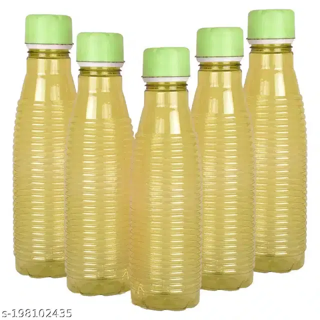 Plastic Water Bottles Set, Pack of 5, Green, 1000 ml