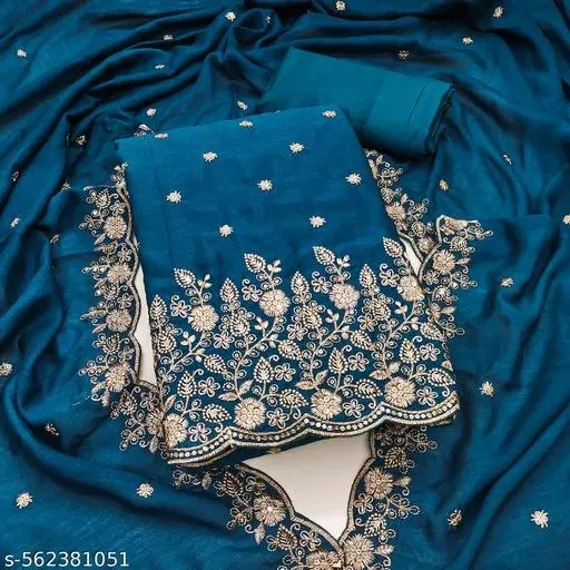 Punjabi/All Over Suits for Women (Blue, 6.85 meter (3XL)