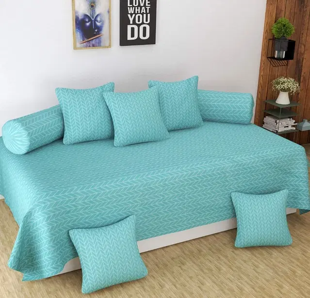 Cotton Printed Diwan Covers Set, 60x90 Inches, Multicolor, Set of 8