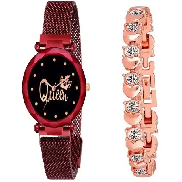 Women's Analog Watches, Pack of 2 (Red)
