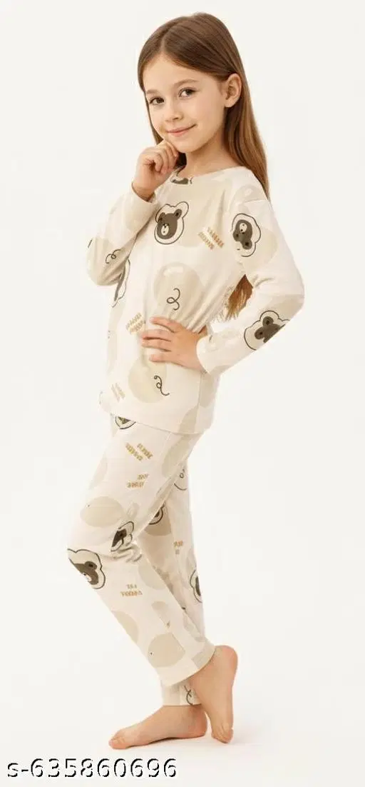 Night Suit for Girls (White, 12-13 Years)