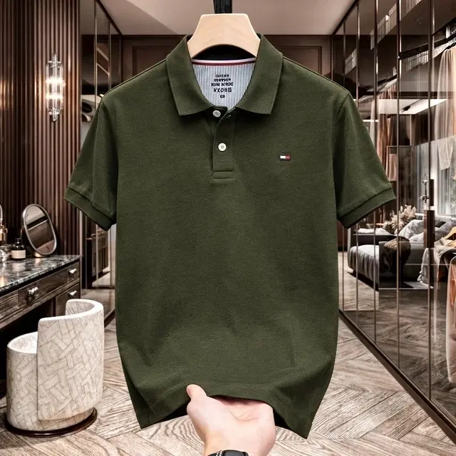 Cotton Matty Solid T-shirt For Men, Olive (L)