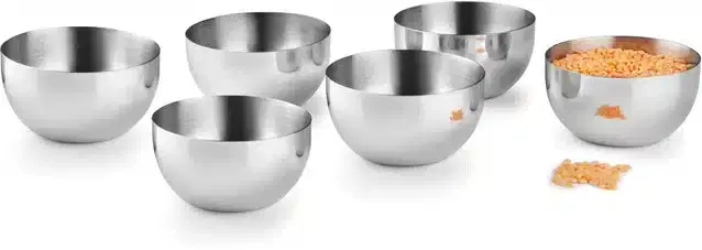 Stainless Steel Vegetable Bowl, Pack of 6, Silver