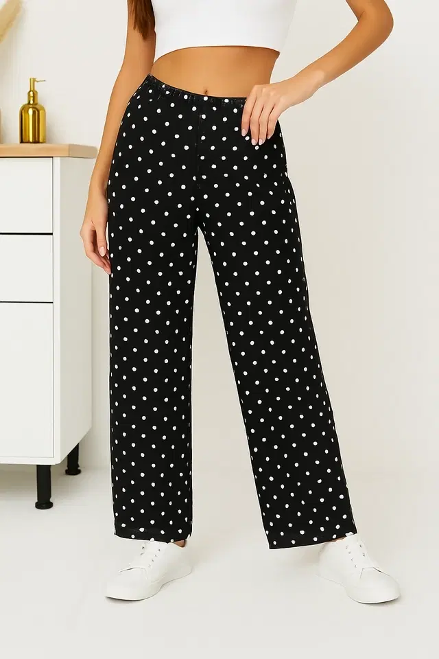 Women's Sleepwear All Over Print Pyjama; Black ;  XL