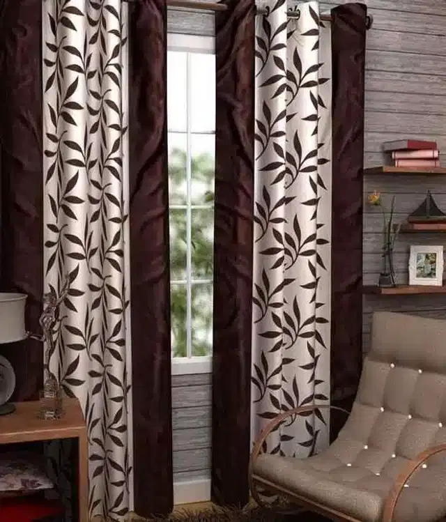 Window Curtains, Pack of 2, Brown, 4x7 feet