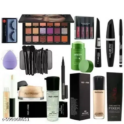 RSENTERA'S 4IN 1MINI LIPSTICK+LOOSE POWDER+PUFF+BOTTLE PRIMER+ DOODH BOTTLE+3 IN 1+CONTOUR+FIXER+NUDEEYESHADOW