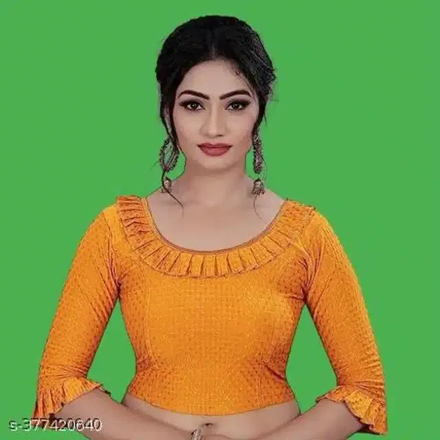 Three-Quarter Sleeves Blouse for Women (Yellow, 30)