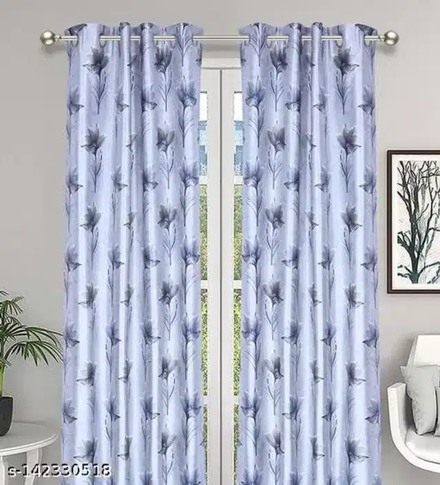 Polyester Window Curtain, Multicolor, 5 Feet, Pack of 2