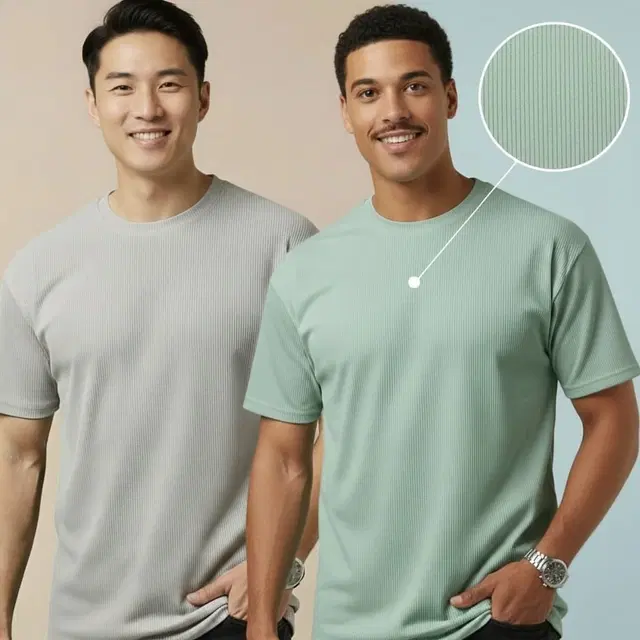 Polyester Round Neck T-shirt for Men, Multicolour, Pack of 2 (M)