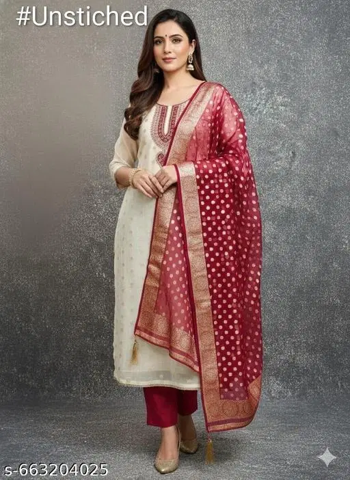 Semi-Stitched Suits (Multicolor, 6.25 meter (L)) (Multicolor, 6.05 meter for Women (M)