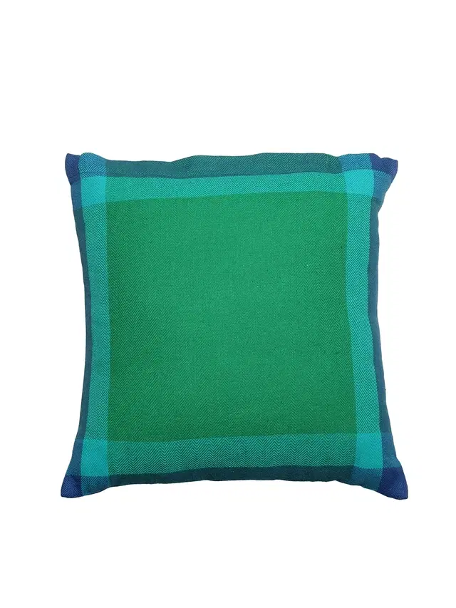 Cotton Cushion Cover, Green, 16x16 inches