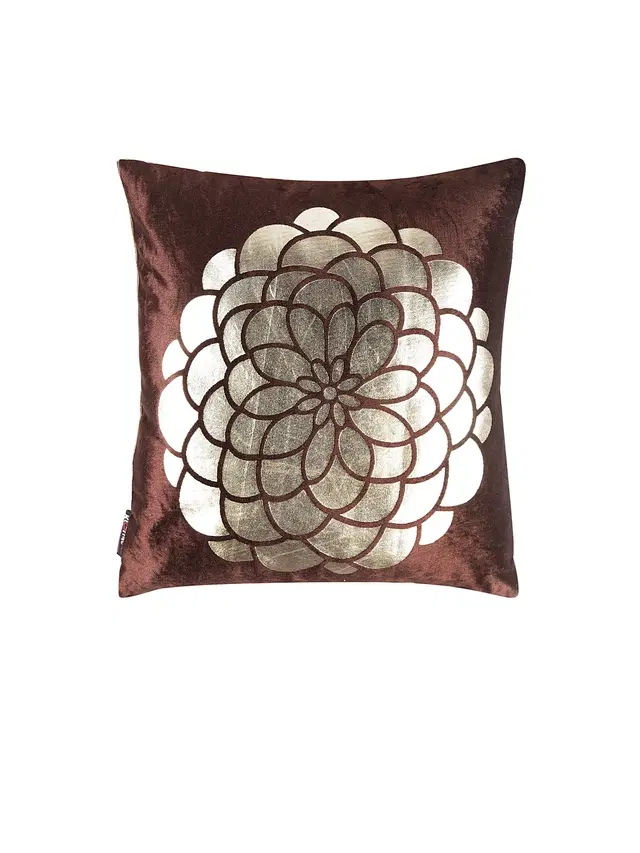 Cotton Cushion Cover, Brown, 16x16 inches