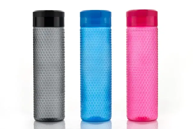 Plastic Water Bottles, Multicolor, 1000 ml, Pack of 3