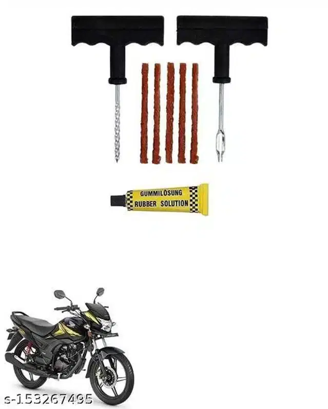 Tubeless Tyre Puncture Repair Kit for Suzuki GS 150R, Multicolor, Set of 8
