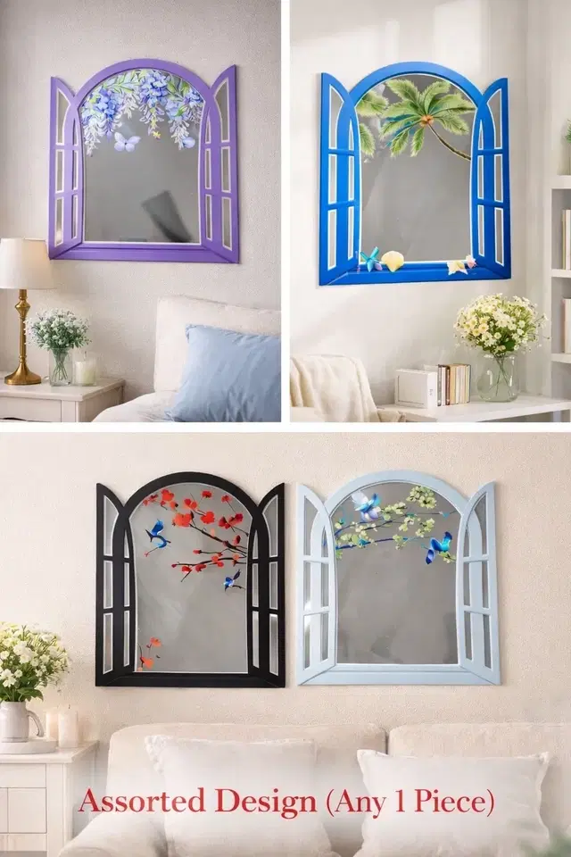 Window Design Beautiful Mirror Sticker Assorted Any 1 Design (30x27 cm)